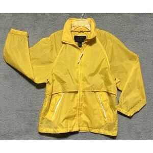 Vintage Eddie Bauer Rain Coat Jacket‎ Womens Medium Full Zip Windbreaker Yellow